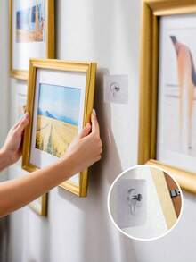 60/30/20/10/1 Translucent Photo Frame Strong Adhesive Hooks, No Drilling Required, Hole-Free And Traceless Load-Bearing Hooks, Strong Adhesive Hooks, Removable, Transparent, Waterproof, Rustproof, Suitable For Clothes, Hats, Tableware, Shoes, Accessories, Kitchenware, Bags, Etc - Multicolor - View 1