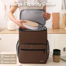 Cooler Backpack Insulated Leak-Proof Backpack Stylish Portable Cooler Bag Beach Picnic Camping Hiking Outdoor Cooling Backpack With 4 Pockets For Men Women, Brown - 棕色 - 查看 5