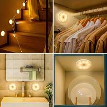 三色LED人体感应夜灯圆形磁吸充电卧室衣柜过道智能感应灯 - 彩色 - 查看 5