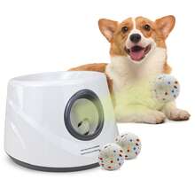 1pc New Pet USB Rechargeable Long Lasting Smart Multi-Distance Ball Launcher Outdoor Elastic Tennis Ball Thrower Dog Toy Automatic Throwing Machine, Perfect Size For Small And Medium Dogs, Comes With 3 Elastic Balls, Must-Have For Dogs And Cats