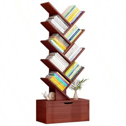 10 Tier Tree Bookshelf Free Standing Tree Bookcase Display Floor Standing Shelf With AntiFall Device And Heightened Baseand Corner Bookshelf For Living Room Bedroom Office