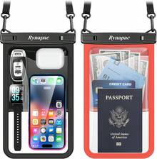 [Negro + Naranja] Funda grande impermeable para teléfono