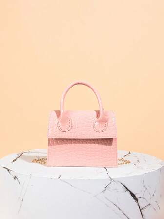 Glossy Patent Leather Chain Strap Handbag