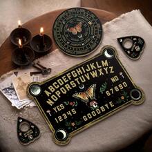 4件套复古哥特式神秘装饰套装 - 桌面祭坛、通灵板、女巫家居装饰 - 包含星座、花卉、月相图案 - 农舍风格，可用于神秘占卜 - 无需用电 - 神秘爱好者的理想礼物，哥特式饰品，神秘主题设计，木制工艺品 - 4件 - 查看 3