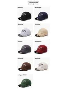 1pc Baseball Cap, High-Density Polyester Fiber Material, Available In Classic Beige And Navy Blue Solid Colors. Minimalist Luxury Style, 6-Panel Curved Brim, With 3D Embossed Texture, Sweat-Absorbing Headband, Metal Buckle Adjustable Head Circumference, Sun Protection And Windproof, Suitable For Commuting, Travel, Daily Wear, All Seasons - Multicolor - View 3