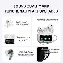 Touch Screen Earphone Noise Cancellation Bluetooth Earphones Bluetooth 5.4 Full Color Display Earphone With Double Mic 300mAh Charging Case Compatible With IPhone Smartphones Bluetooth Wireless Sports Earbuds With Touch Control - HiFi Stereo, Mic & Apple Compatibility ,Birthday Gift,Halloween Gift - 白色 - 查看 2