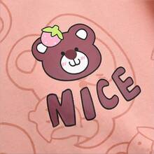 COTOLO Conjunto de Pijama para Mujer con Estampado de Oso Animado Manga Larga Pantalón Largo y Robe Color Rosa Estilo Dulce y Adorable para Hogar, pijamas mujeres,pijamas navideñas familiar,pijamas,pijamas navideñas - Osito Rosa Cariño - Ver 4