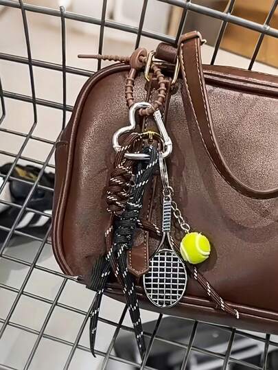 Tennis Racket & Ball Metal Keychain Set With Rope Accents, Sports-Themed Bag Decoration - Multi-Piece Key Ring Accessory For Car Keys, Package Pendant, Mobile Phone Ornament,Suitable Decoration For Tennis Enthusiasts,Leisure Style, Suitable For Daily Life, Sports, Travel, Etc,Sending Birthday And Holiday Gifts To Family And Friends, Christmas,Ideal Valentine's Day Gift