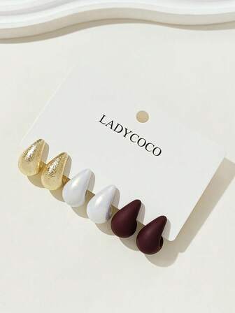 3 pares de pendientes de gota elegantes y de moda, adecuados para el uso diario de las mujeres