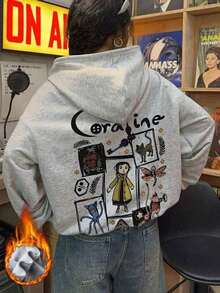 Christmas SweatshirtWomen's Winter Caroline And Ghost Graphic Long Sleeved Drawstring Hoodie With Pocket ,Casual Loose And Versatile Style Tops,Fashionable Costumes Women,Suitable For Daily And Festival WearLoose And Comfortablewinter Clothes For Women Christmas Outfit Women - 深灰色 - 查看 1