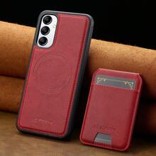 可拆卸磁吸无线充电仿皮手机壳，兼容 17 Air 16e 15 14 13 Pro Max S26 S25 Edge S24 Ultra Plus A37 A57 Pixel 10 9 8 7，带卡槽，3 个卡位，防盗卡袋 - 紅色 - 查看 18