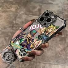 Estuche Transparente Antigolpes para 16, 15, 14, 13, 12, 11 Pro, X, XR, XS, Plus - Anime Bizarre Adventure - Diseño Lindo y Suave17  17promax - Plateado - Ver 5