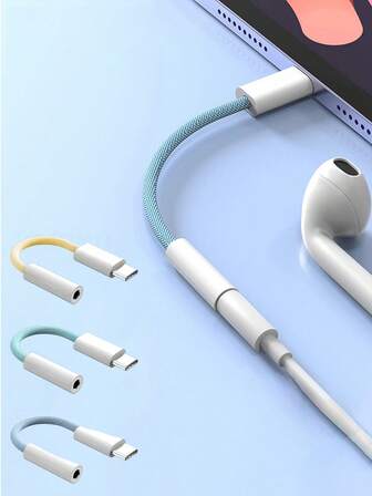 1条Type-C转3.5mm编织多功能音频适配器线，彩色便携耳机转换器，兼容Type-C设备