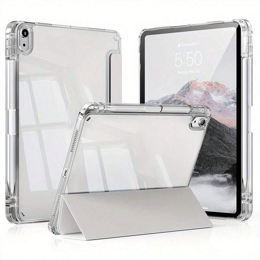 Tablet Protective Case,Compatible With Apple IPad 9.7/10.2/10.5/10.9/12.9/Pro/Mini,5th/6th/7th/8th/9th/10th/11th Gen, Air 11inch, Compatible With Samsung Galaxy Tab S6/S7/S8/S9/S10/A7/A8/A9/Lite/Plus/Lite/ 10.4 Inch,Soft Anti-Fall Protection,Smart Stand/Automatic Wake Up/Sleep - White - View 1