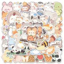 50 piezas Pegatinas de animales en acuarela lindas Adhesivos de vinilo duraderos y autoadhesivos para portátiles, botellas, estuches, monopatines, fundas de teléfono, guitarras, diarios, scrapbooking, decoraciones, impermeables y reutilizables, excelentes para regalos y recuerdos de fiesta, formas irregulares y coloridas