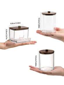 Transparent Acrylic Wet Wipes And Round Makeup Pad Pads Storage Box With Bamboo Lid - Bathroom Storage Container For Round Balls, Makeup Pads, Etc. - Multicolor - View 17
