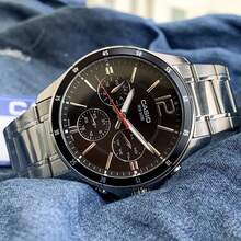Jam Tangan Quartz Casio Multi-Scene Vintage, Dial Hitam, Tali Stainless Steel, Ketahanan Air 50M, Tanggal dan Hari, Cocok untuk Pakaian Kerja dan Olahraga Sehari-hari - Satu-Ukuran - View 3