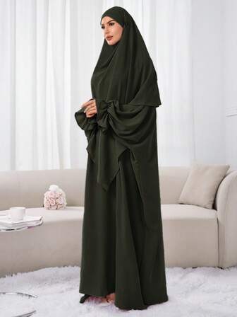 2-delat set hijab abaya, lös och bekväm för kvinnor, dagligt bruk och bön, lämplig för alla årstider, khimar abaya muslimska islamiska kläder