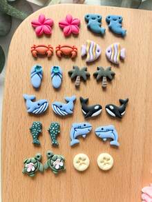 Ocean Animal Clay Cutters Kit, Summer Sea Animal Clay Cutters For DIY Earring Jewelry Pendant Making, Marine Animals Charm Clay Cutter Jewelry Making Set, Polymer Clay Cutting Tools - Ocean Animal Clay Cutters Kit - View 2