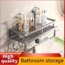 Easy To Install Suction Cup Shower Storage Rack - Durable Anti Rust Plastic Wall Mounted Floating Shelf, Strong Adhesive Design, Space Saving, Suitable For Shampoo, Soap And Toiletries, Easy Assembly, Bathroom Organizer, Durable Material, Stylish Shelf, Corrosion-Resistant Material - 50cm-附吸盤 - 查看 11