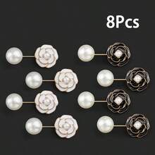 1/2/4/6/8/10pcs Set Camellia Flower Brooch, Anti-Slip Lapel Pin, Pearl Collar Clip, Cardigan Fastener, Women Fashion Accessory - Multicolor - View 23