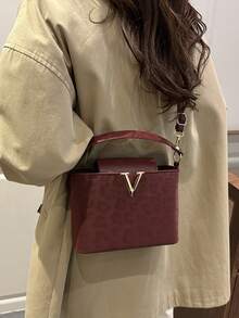 Geantă mini la modă, din PU, culoare solidă, minimalistă, cu lacăt metalic, impermeabilă, potrivită pentru cumpărături, transport, tinere femei, studenți, tineri profesioniști, lucrători de birou. Perfectă pentru birou, școală, muncă, afaceri, naveta, activități în aer liber, călătorii și excursii scurte.