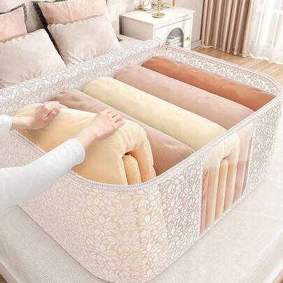 大容量收纳袋，无纺布被子收纳袋，被子旅行搬家收纳打包袋，衣物行李收纳袋，适用于季节性收纳整理、装饰品秋季装饰、节日装饰、房间装饰、家居装饰、秋季卧室装饰、圣诞节等节日送礼场合