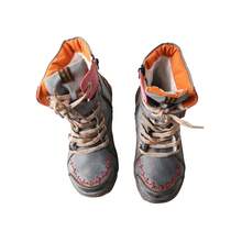 1 Pair TMA EYES Women's Black Vintage Ankle Boots, Distressed Leather With Color-Block Stitching, Plush Lining & Multi-Detail Design - 黑色 - 查看 6