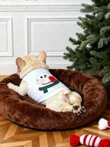 2pcs/Set Santa Claus & Fair Isle Print Anti-Flea, Shed-Reducing, Insulating & Breathable Vest For Cats & Dogs, Indoor & Outdoor Use