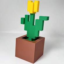 زهرة التوليب ذات البكسل المطبوعة ثلاثية الأبعاد بطول 17 سم/6.7 بوصة، ديكور منزلي فريد للغرفة والمكتب والمعيشة، مصنوعة من البلاستيك بتصميم بكسل، أوراق خضراء، نماذج أزهار مطبوعة متعددة الألوان، مثالية لديكور المنزل الحديث، ديكور بدون طاقة | ديكور منزلي حديث | حرفية، ديكور غرفة المعيشة والإكسسوارات - متعدد الألوان - مشاهدة 6