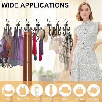 Percha de plástico resistente, estante de almacenamiento. Ganchos giratorios de 360° para cinturones, sin necesidad de taladrar, adecuados para colgar tanques, sostenes, ropa, bolsos, cinturones, bufandas, corbatas, gancho giratorio de cuatro garras multifuncional para ropa, accesorio de baño para el hogar, percha de almacenamiento. Artículos esenciales para el hogar
