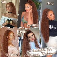 BARSDAR 76cm Lange Wellige Pferdeschwanz Haarteil mit Kordelzug, Kamm Clip Ponytail Extension Schwarz für Frauen Synthetisches Natürliches Pferdeschwanz Haarverlängerung Haarteile für Täglich Tragen - Mittel Auburn - Übersicht 6