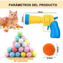 Bolas de Juguete para Gatos,100 Piezas de Bolas de Pompón para Gatos y 2 Lanzador de Bolas para Gatos, Bolas Interactivas de Colores para Gatos, Juguetes Activos de Ejercicio para Gatos - 1 - Ver 3
