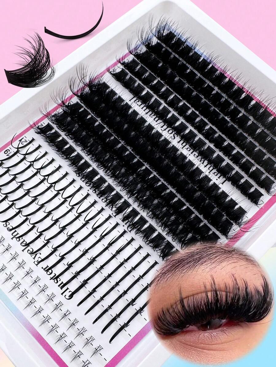 4 Styles Cartoon Eyelash Clusters, Pointed Tip Eyelashes, Individual Eyelash Clusters, Pointed Tip + Lower Lashes + 160D + 200D/60D + 80D/80D + 100D Natural Makeup Effects, 320/310/290/190 Pieces, 6-21mm Mixed Length, Cat Eye Thick & Moisturizing False Eyelashes, Reusable, Individual Segment Lashes, Lightweight & Soft, Suitable For DIY Lash Extension At Home - DD - 查看 1
