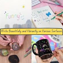 1/2/6/12pcs Set Of 12 Metallic Glitter Markers, Waterproof & Fade-Resistant Colored Drawing Pens, Suitable For Rock Painting, Crafts, DIY, Albums, Wood, Plastic, Ceramic - Chisel Tip Art Markers - Multicolor - View 8