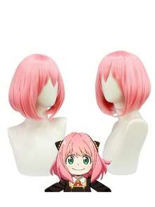 Ania角色扮演假发，粉色合成假发，派对服装 - 粉色 - 查看 8