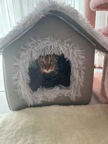 Warm Plush Pet House, Movable Cat House, Semi Enclosed Pet Bed Suitable For All Seasons, Soft Cat And Dog Bed, Halloween And Christmas Gifts - Multicolor - View 9