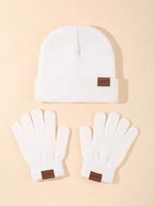 2/6-Piece Fashion Car Logo Hat Glove Set In Black, White, And Khaki For Daily Casual Wear In Autumn And Winter To Keep Warm - Knitted Hat + Gloves Combination - View 6