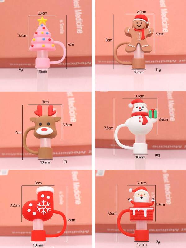 2/6 قبعة قش سيليكون للكريسماس، مناسبة لأكواب 30 و 40 أونصة مع مقابض، هدية عيد الميلاد المثالية واكسسوارات أساسية لاحتفالات الشتاء