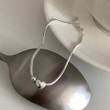 1pc Elegant Silver Stainless Steel Necklace - Non-Fading Heart Charm Dainty Chain For Women,  Minimalist Jewelry, Perfect For Valentine's Day, Anniversaries & Daily Wear, Romantic Symbolic Accessory, Ideal Layering Necklace, Cute Gift For Her - 銀色 - 查看 4
