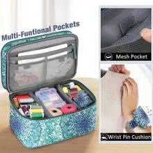 Sewing Accessories Storage And Organizer Case DoubleLayer Sewing Kits Carrying Bag With Wrist Pin Cushion For Threads Needles Embroidery Floss Supplies Felting Kits Emerald Illusions - EmeraldIllusions - View 3