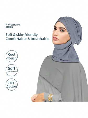 1条女士纯色牛奶丝头巾，多功能纯色围脖头带