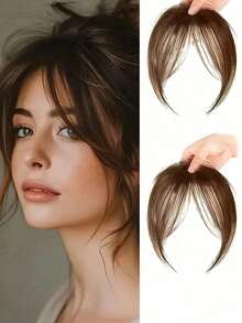 Women's Clip-On Bangs, Elegant Straight Synthetic Clip-In Hair Extensions, High-Temperature Fiber Straight Hair Pieces, Fluffy Side Bangs - Elegant Natural Look, High-Temperature Fiber Material, Easy To Wear, Fashionable Daily Wig, Fashionable Hair Accessories | Natural Appearance | Minimalist Style, Hair Clips, Hair Claws, Hair Clips, Hair Pins, Hair Pins, Hair Accessories - Multicolor - View 8