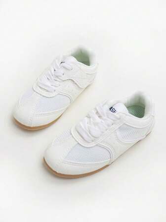 1 Pair Fashionable Casual Cute Flat Sports Shoes For Kids, Suitable For School, Commuting, All Seasons