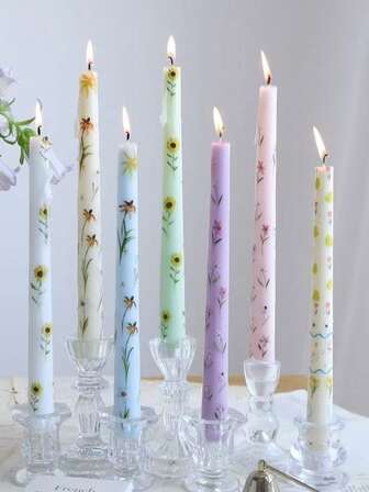 1 Box Of 2 Pieces - 25CM Printed Long Candles, Perfect For Romantic Candlelit Dinners/Table Decor, Daily Use And Valentine's Candles, Ideal For Weddings And Anniversaries, Decorative Scented Candles - Best Gift For Friends, Women's Gifts, Aromatherapy Candles For Home Decor