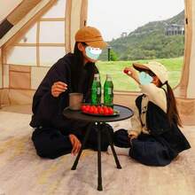 1pc Delicate Elevating Small Round Table, Foldable Portable Small Drinking Table, Essential Tools For Outdoor Travel, Outdoor Furniture For Outing, Camping, Picnic, Travel, Car Snack Desk, Patio Furniture For Garden, Living Room Sofa Side Table, Balcony Coffee Tables