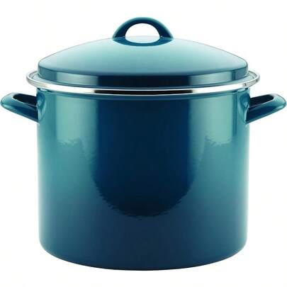 46326 Hard Enamel Nonstick Skillet 12Quart Covered Stockpot Marine Blue