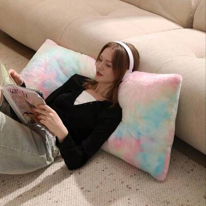 BallaArt CO Fluffy Body Pillow Plush Support Reading Pillow Faux Fur Extra Long Lounge Cushion Soft Backrest Support For Reading Gaming And Relaxing