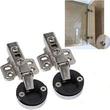 Paquete de 2 Bisagras de Puerta de Vidrio, Bisagra Amortiguadora de Cierre Suave de Acero Inoxidable para Puerta de Vidrio de Gabinete (Brazo Recto, Superposición Completa 18 mm) - Media superposición de curvatura media de 9 mm - Ver 6