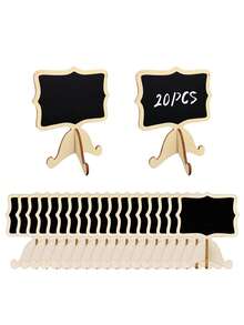 Mini Blackboard Label, 5/10 Pack Mounted Small Blackboard Food Label With Holder, Suitable For Party Buffets Or Wedding Celebrations, Wooden Blackboard Can Be Used As Table Number Or Seat Number. - Black - View 2